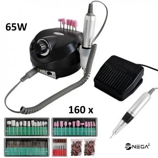 manicure and pedicure drill machine 65w black and 160 attachments