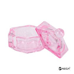 glass  with a lid for acrylic powder for nails