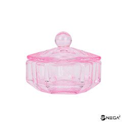 glass  with a lid for acrylic powder for nails